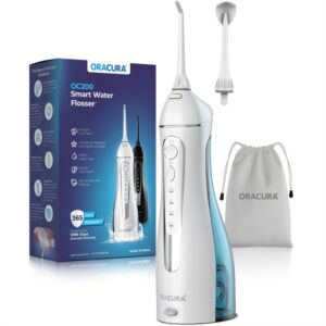 ORACURA OC200 Lite Smart Plus | Portable & Rechargeable | IPX7 Waterproof (White) Water Flosser(Cordless)
