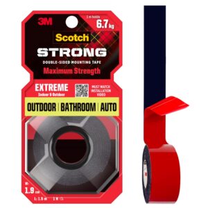 Scotch 3M Scotch Extreme Double Sided Tape, 1M Holds 6.7Kg, Works On Uneven Surfaces, Weather Resistant, Works On Indoor, Outdoor, Auto Interior Surfaces