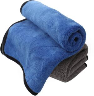 SoftBiz Microfiber Cleaning Thick Lint & Streak-Free Multipurpose Clothes - Automotive Microfibre Towels for Car Bike Cleaning Polishing Washing & Detailing Dual Color 40X45cms 750GSM (Blue) Wet and Dry Microfiber Cleaning Cloth