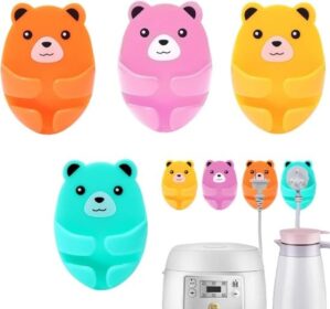 Vichip Cute Bears Wall Hooks Different Colors Hooks Hanging Adhesive Hooks, Rurbeder Plug Wire Holder, Cartoon Bear Storage Hooks, Kitchen Gadgets (Pack of 6, Multicolor)