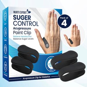 Murti Export Sugar Control LI4 Acupressure Point Clip(4 Piece) - Wearable Hand Massager for Headache,Migraine,Arthritis,and Tension Relief - Ideal for Diabetes Management|Light Weight,Multicolour