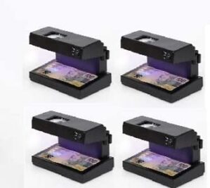 Security Store Mini Fake Note Detector Machine/Duplicate Note/Money Checker Counterfeit Currency Detector with Blue UV Lamp and White Light(Compact)Heavy Duty for Banks and Professional Use (Pack Of 4)