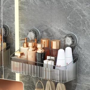 Cisily Light luxury bathroom suction cup rack punch-free wall-mounted storage rack wash basin toothbrush toothpaste storage basket box (black)