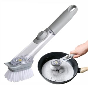 Dish Cleaning Brush Washing Up with Detergent Dispenser, Cleaning Brush with Brush Heads, Dish Brushes with Handle, Multifunctional Kitchen Brush for Kitchen, Household, Pot, Sink Bowl