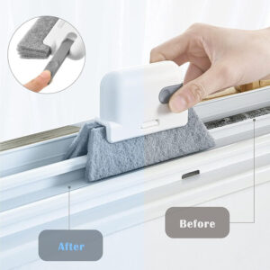 draval 2 in 1 Groove Cleaning Tool Window Frame Door Groove Cleaning Brush Sliding Door Microfibre Wet and Dry Brush(Multicolor)