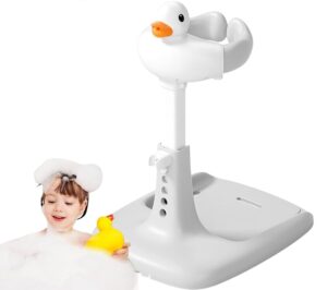 VPGS Baby Bath Stand Cartoon Duck Adjustable Height Bath Shower Standing Support Baby Shower Stand Baby Bath Stand Gray White Cartoon Duck Adjustable Height Bath Shower