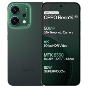 OPPO Reno14 5G (Forest Green, 8GB RAM, 256GB Storage) with No Cost EMI/Additional Exchange Offers